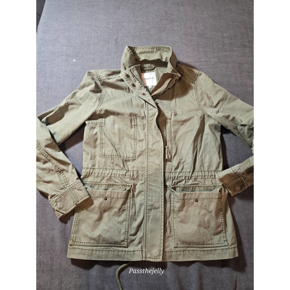 Madewell Womens Medium Olive Green Utility Field Jacket Military Safari Cotton